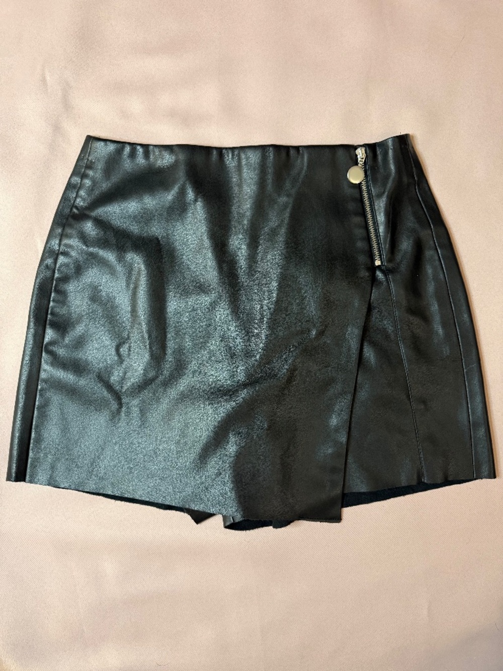 Zara - Black Vegan Leather Skort - Size S